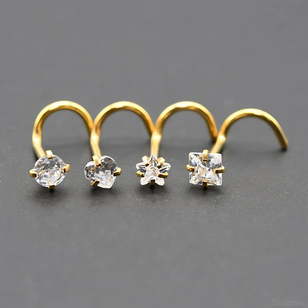 4 Stück-Packung 3 mm Kristall Zirkon Nasenstecker Labret Piercing Edelstahl Helix Monroe Piercing Conch Lip Schmuck 20G Twisted Pin – Detail 11