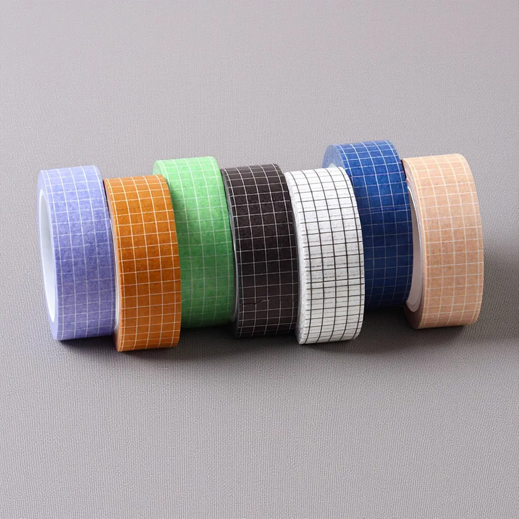 

Набор из 7 декоративных клейких лент-сеток (васи-лент) для планировщиков, альбомов, календарей и рукоделия, многоразовые