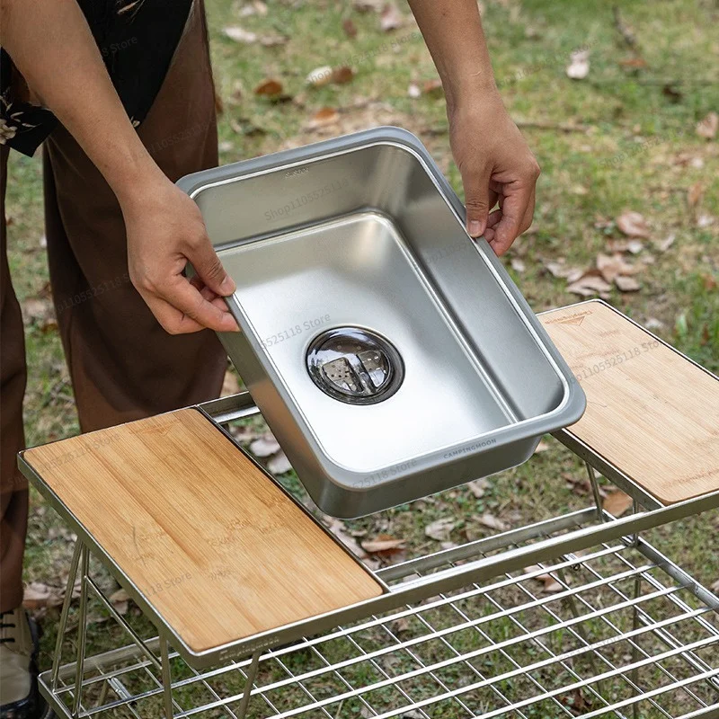 For Sink, Camping 304 Stainless Steel Dishwashing Sink, Multi-functional Water Storage Basin