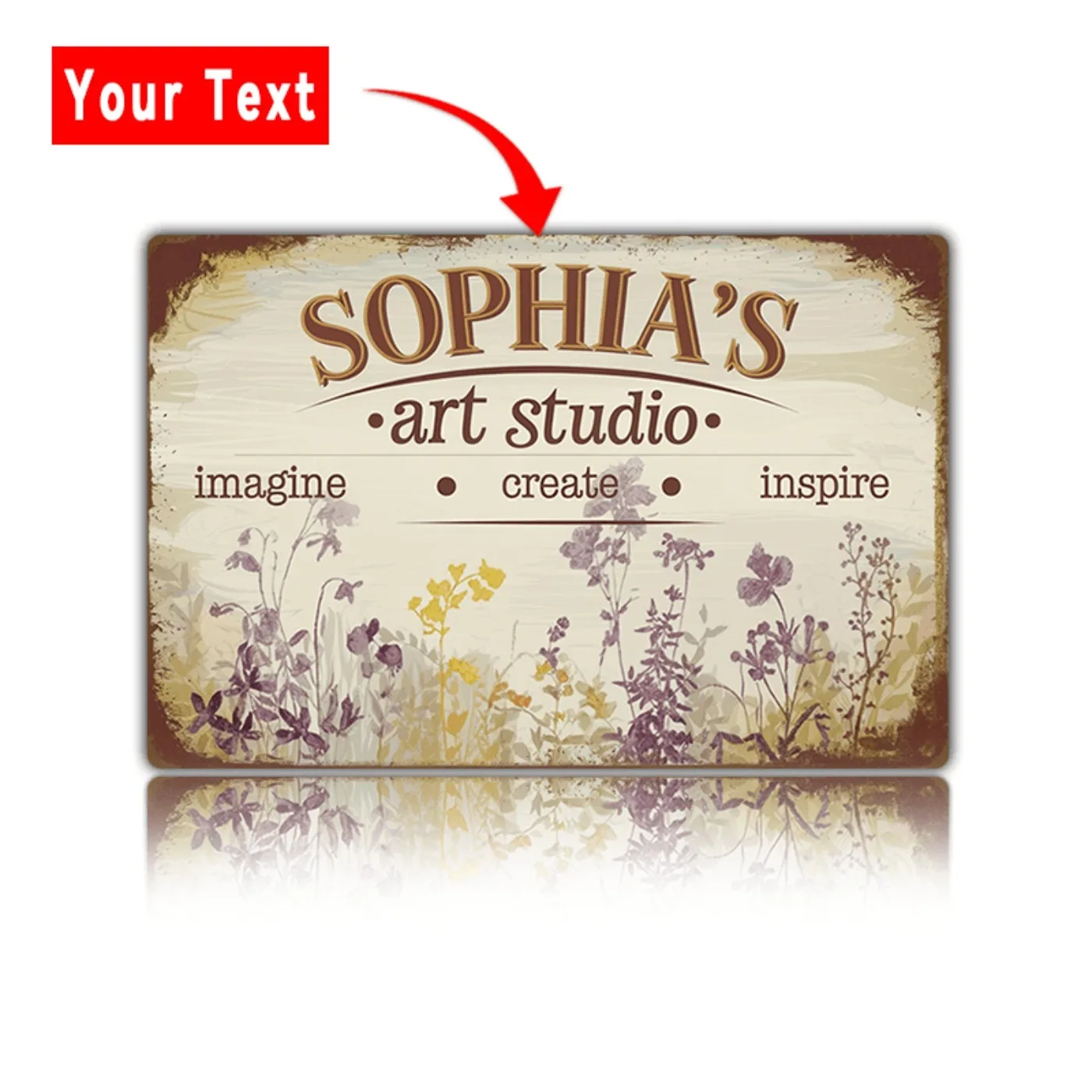 1 Stück personalisiertes Vintage-Kunststudio-Metallschild, 8 x 12 Zoll, staubdicht und wasserdicht (nur Dekoration)