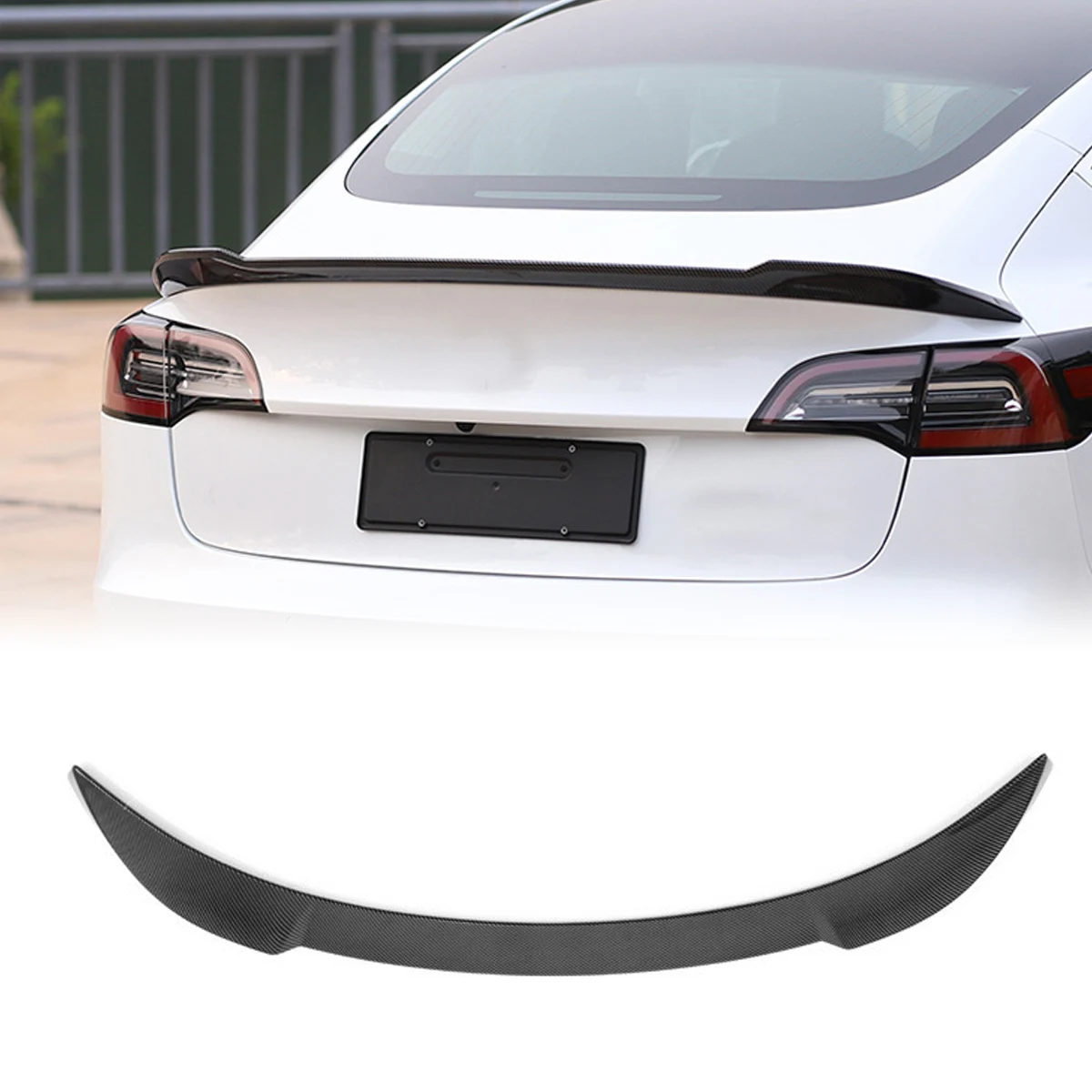 ABS Rear Trunk Spoiler Lip Wing Guard For Tesla Model 3 2017 2018 2019 2020 2021 Car Accessories Black Carbon Fiber Look