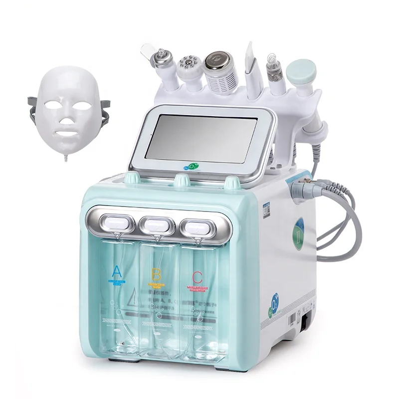 

Green H2O2 7 In 1 With Mask Small Bubbles Oxygen Facial Machine Aqua Peeling Exfoliator Skin Care Beauty Hydro Dermabrasion H2O2