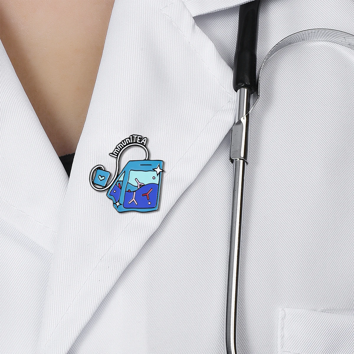 Catuni Creative Medical Biology Enamel Pin Brooch Funny Immune Cells Tea Bag Lapel Lanyard Bag Badge Gift Student Doctor Nurse