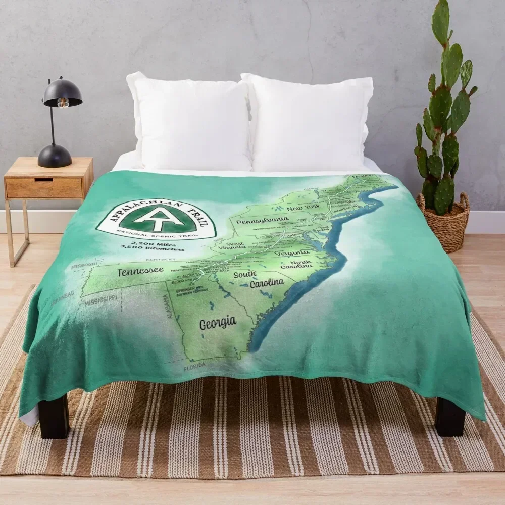 

Appalachian Trail Map Throw Blanket Stylish Couch Blanket for Home Living Room
