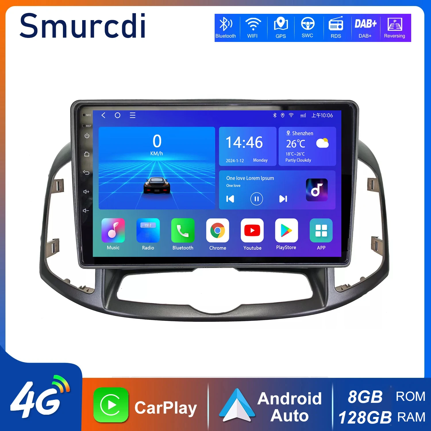 Android 14 Carplay Auto For Chevrolet Captiva 1 2011 - 2016 4G+WIFI GPS Car Radio Navigation Multimedia Video Player Stereo BT