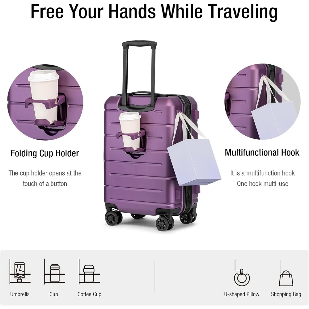 Expandable Hardshell Carry-On Luggage Approved for Airlines with TSA Lock, 22x14x9, Wheeled Suitcase for Small Travel