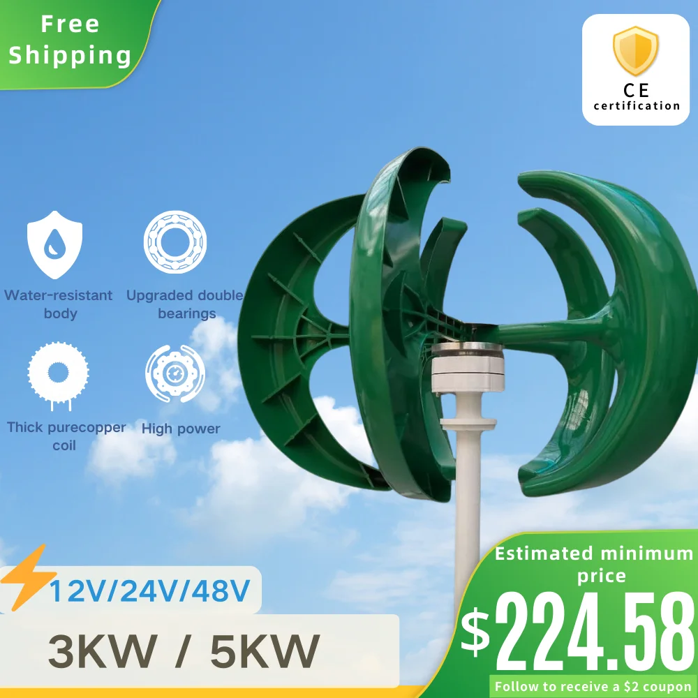 Quickly Delivers Wind power generator 3000W 5000W 12V 24V 48V Vertical Wind Turbines with off grid system free energy For home