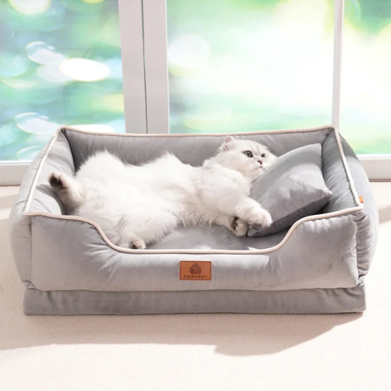 

Four Seasons Universal Cat Kennel Dog Bed Super Soft Fabric Sleeping Mats Detachable Bottom Design Pet Mat Pet Sofa Supplies