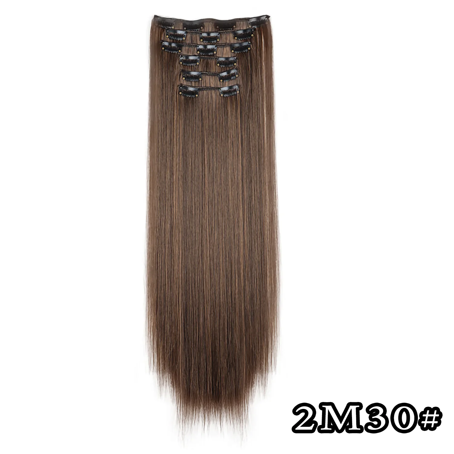 24 Zoll 16 Clips in Haarverlängerungen Lange glatte Frisur Synthetische blonde schwarze Haarteile Hitzebeständiges Kunsthaar Täglicher Gebrauch – Detail 24