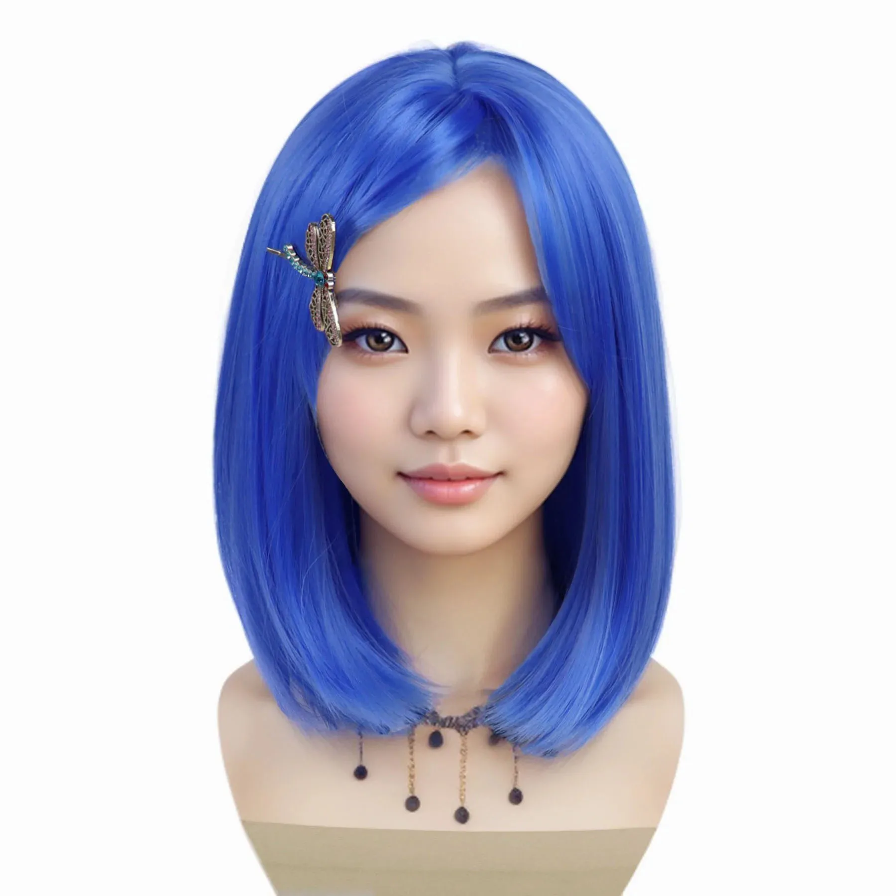 

Короткий парик из синтетических волос, детский синий парик с челкой, короткие парики боб для женщин, костюм на Хэллоуин, парик Drag Queen, косплей