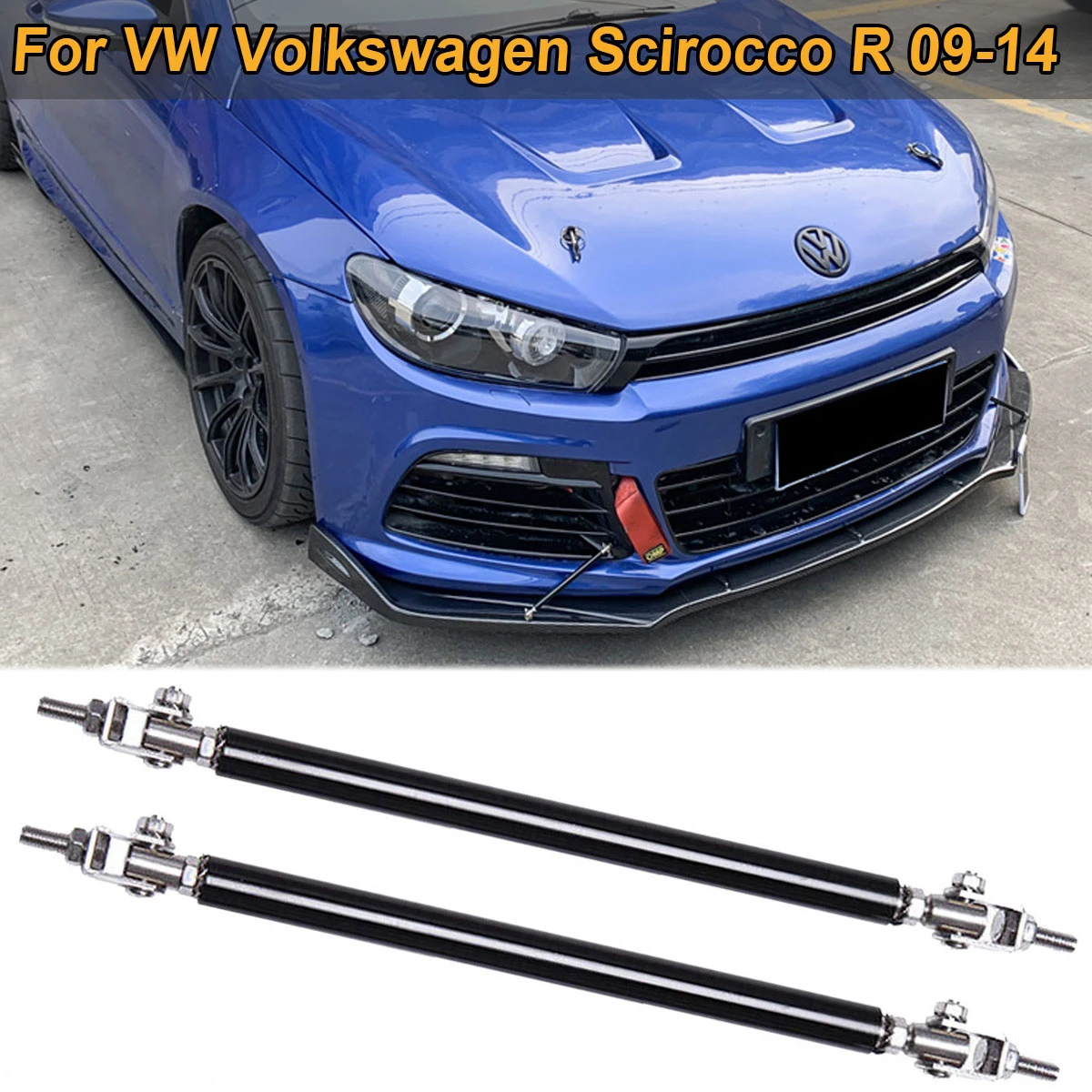 Universal Front Bumper Lip Splitter Strut Rod Tie Support Bar For VW Volkswagen Scirocco R 2009-2014 Car Accessories Boy Kit