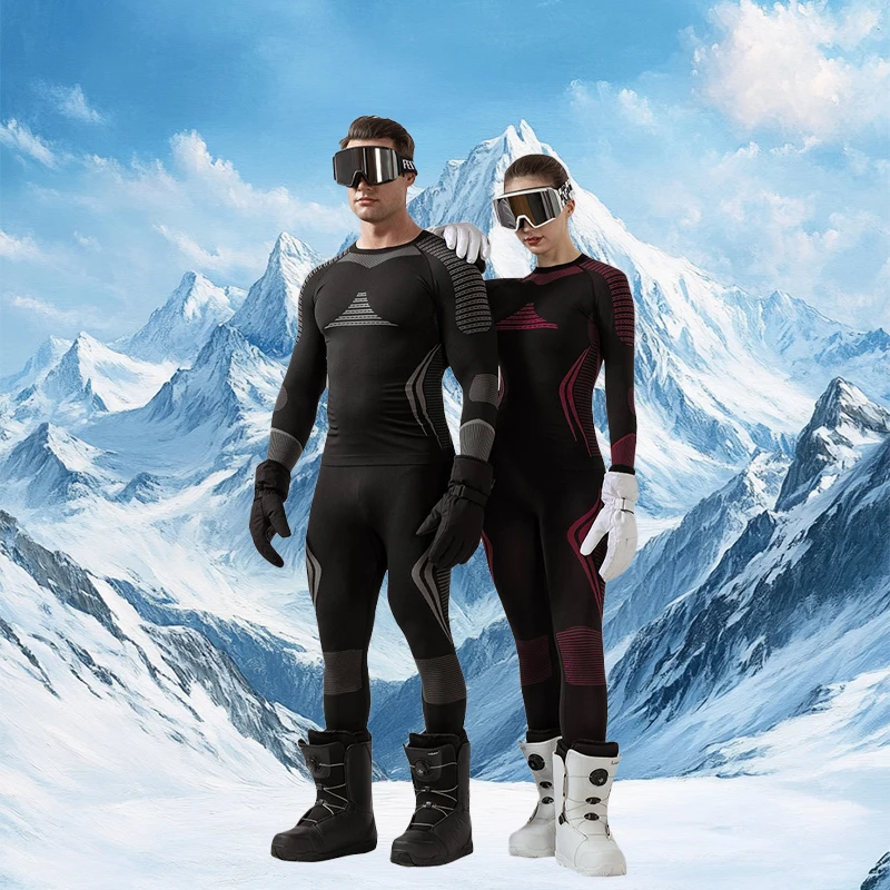 مجموعة طبقات أساسية للنظام الحراري للرجال والنساء، ماصة للرطوبة ومضادة للرائحة مع تصميم سلس للتزلج والرياضات الشتوية #2