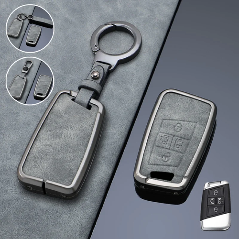 

A+ Zinc Alloy Leather Car Key Case Cover For VW Tiguan Passat Golf Alltrack Atlas