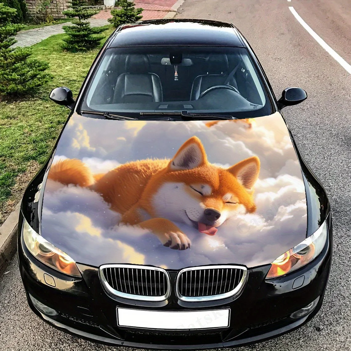 

Sleeping Shiba Inu Car Hood Decal Sticker, Truck Sticker, Self-Adhesive Long-Lasting Car Accessories, Suitable For Car, Truck Ho