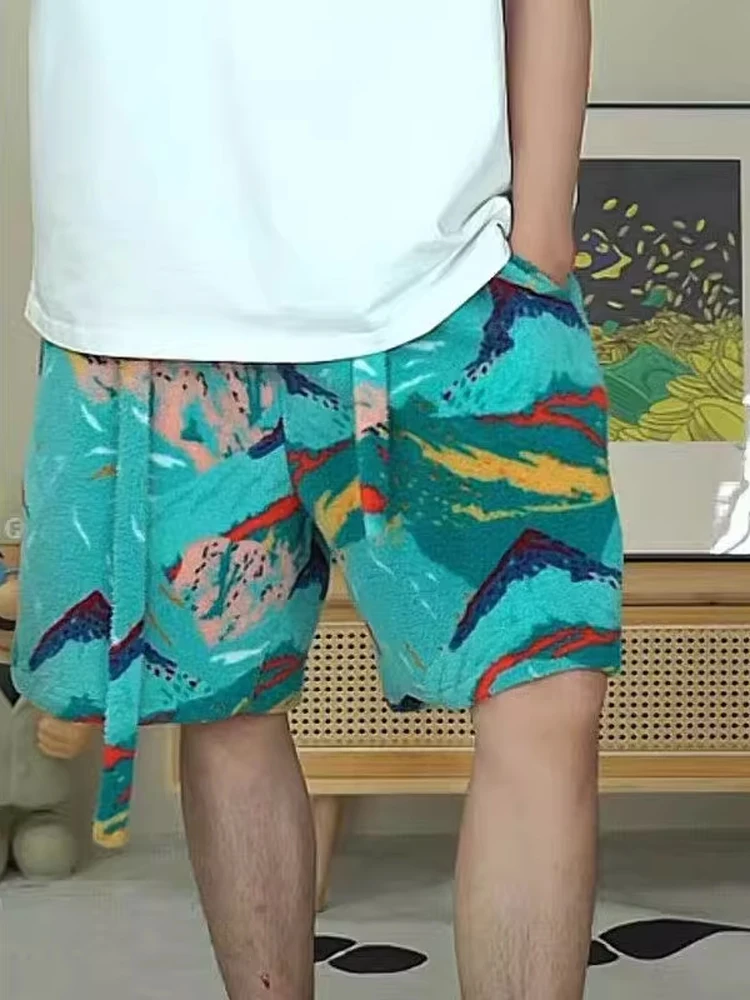 

Синие мужские и женские летние рта Пляжные прямые брюки длиной пять четвертей Дышащие удобные повседневные модные