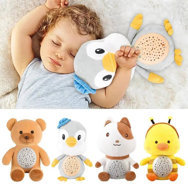 Musical Plush Toys Plush Toy Projector For Kids White Noise Comfort Doll With Breathing Vibrations 0-3 Years Old Kids Room Decor