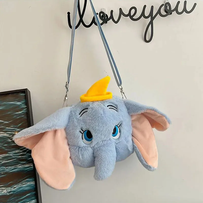 Disney Anime Kawaii Dumbo Soft Doll Collectible Cute Messenger Shoulder Bags Blue Elephant Coin Purse Toys Girls Christmas Gifts