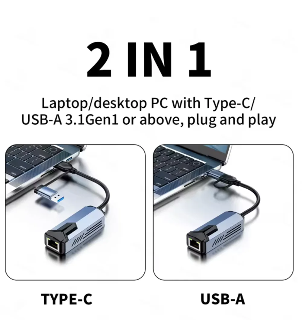 5G USB Ethernet-адаптер Сетевая карта USB 3.0 к USB RJ45 Lan для ПК Windows 8,1/10/11 USBA USBC Switch Gigabit Ethernet