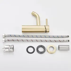 Moderner Washbird Gold Badezimmerhahn, Waschtischwaschbecken, Deckmixer, Sanitärwaschanlage, heißer und kalter Wassermischer 6 Hauptverkauf Tippen Sie auf Gold gebürstet - №5
