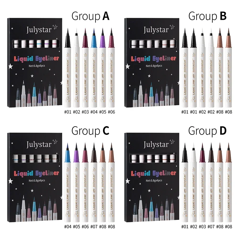 High Quality MISS ROSE 6 Color / Sets Matte Liquid Eyeliner Pencil Make up Long-Wearing Pigment Colorful Eye liner Pen Cosmetics