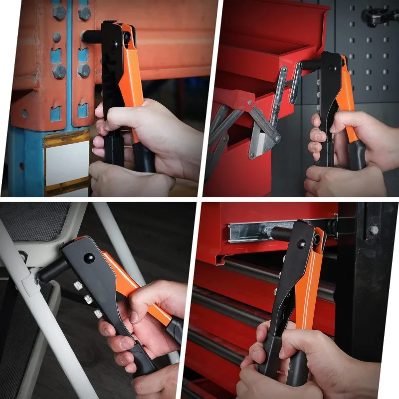 Heavy Duty Rivet Gun Hand Riveter Pop Rivet Gun Assortment DIY Automotive Furniture Marine Repairs Blind Rivets Guns Nuts Tools