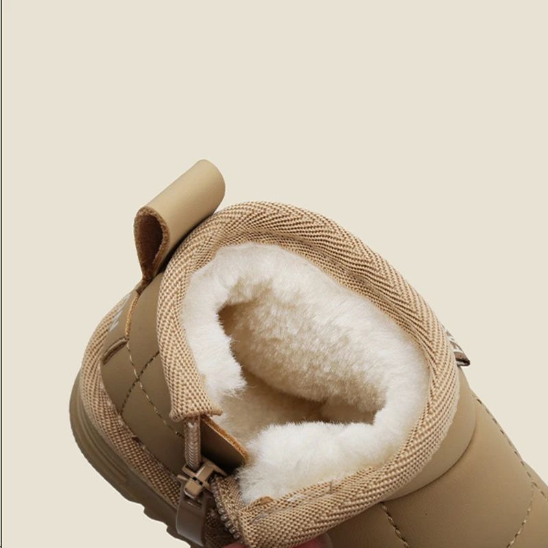 Brand Sewing Fashion Snow Boots For Kids Girls Boys Solid Warm Ankle Boots With Thick Plush Toddler Baby Princess Winter Shoes