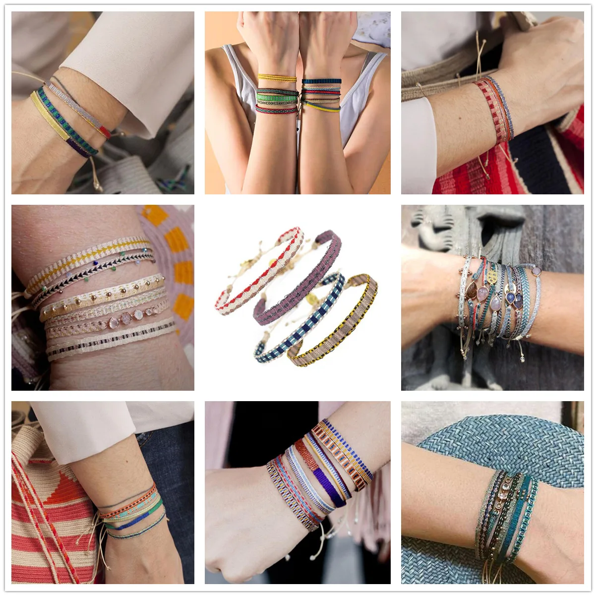 Boho Colombia Friendship Bracelet Handwoven Cloth Braided Wristband for Women Men Ethnic Style Pulseras Gift