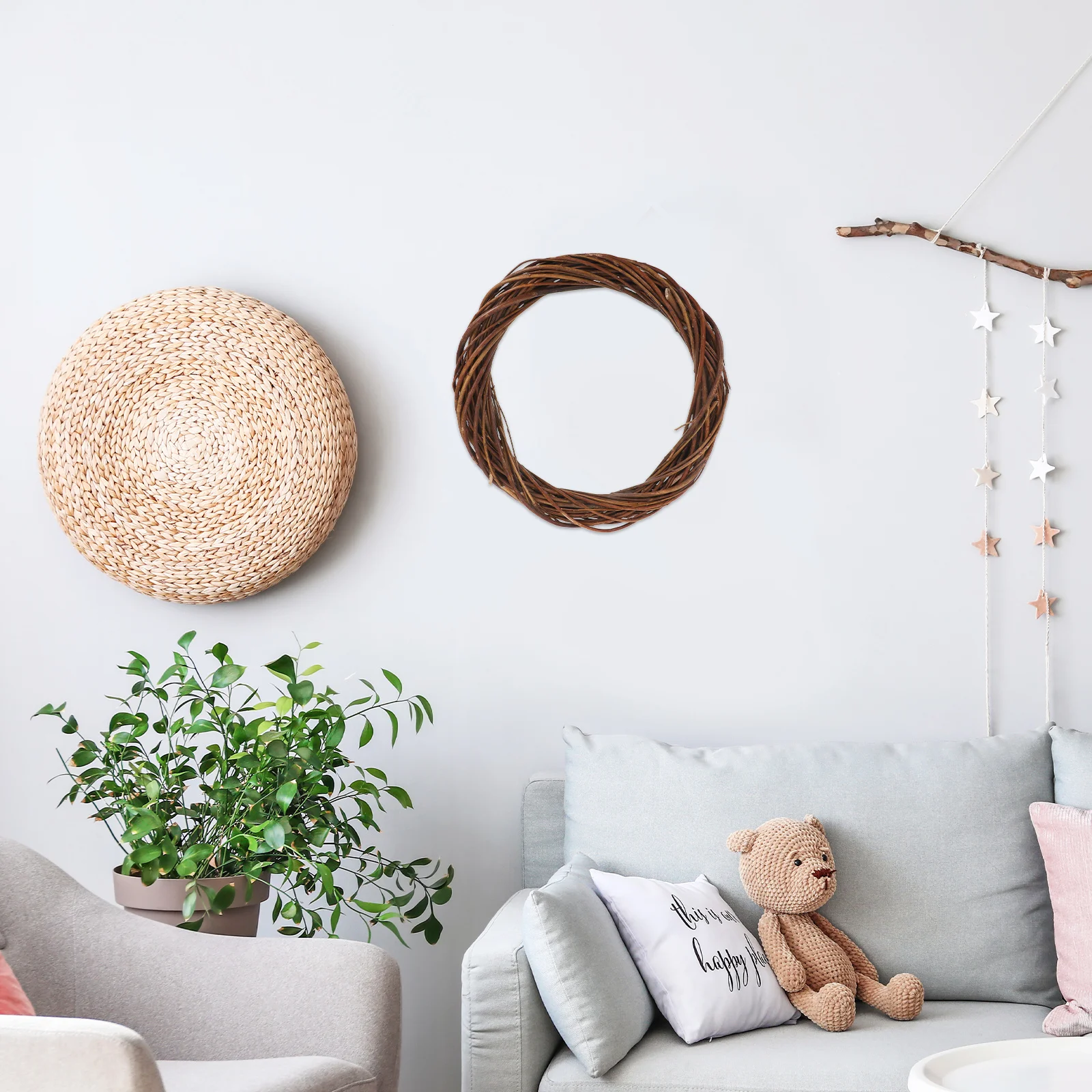 

3Pcs Handmade Grapevine Wreaths 30Cm Natural Rattan Vine Branch Garland for DIY Christmas Wedding Craft Decorations