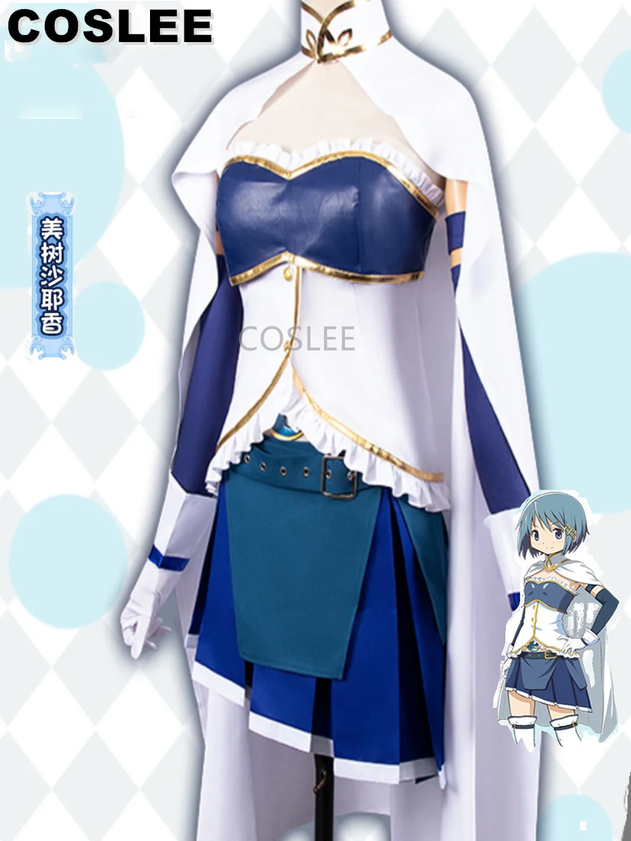 COSLEE Puella Magi Madoka Magica Miki Sayaka Cosplay Costume Women Lovely  Dress Uniform Clothing Halloween Party Outfit Cos