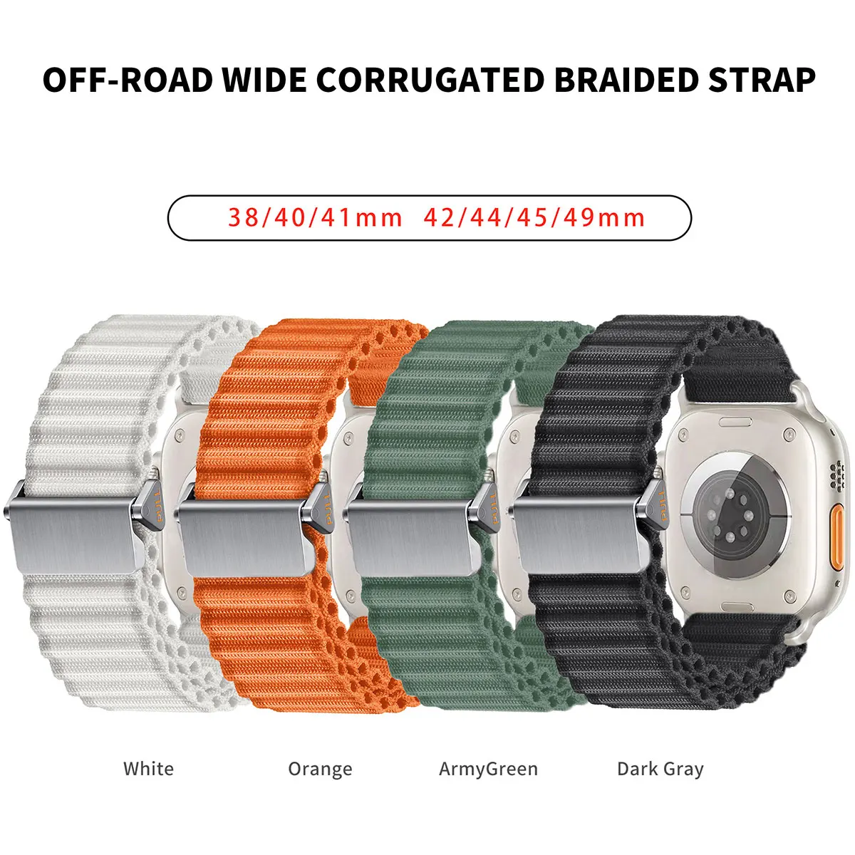 Corrugated nylon strap for Apple Watch Ultra 987 49mm 45mm 41mm 40mm 44mm 6 5 4 SE 3 2 1 Sport strap