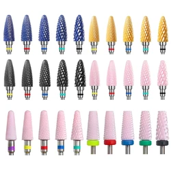 Ceramic Milling Cutter Flame Carbide Nail Drill Bits Pink Gel Remover Electric Machine Drills Polishing Peeling Nails Art Tools