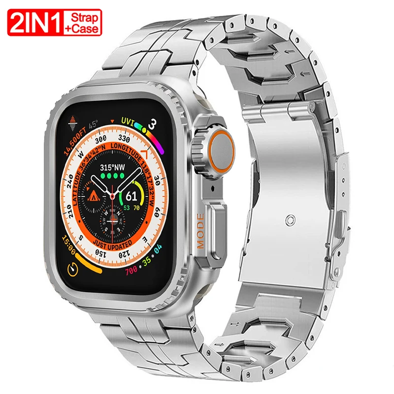 

Titanium Strap+Metal Case for Apple Watch Ultra 2 49mm Series 10 46mm 42mm 9 8 7 45mm Alloy Protect Cover for Iwatch 6 SE 5 44mm