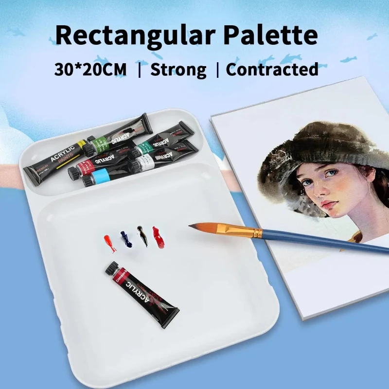 20cm/30cm Easy To Clean Watercolor Propylene Oil Painting Color Palette Square Palette Art Supplies Outdoor Gouache Tools