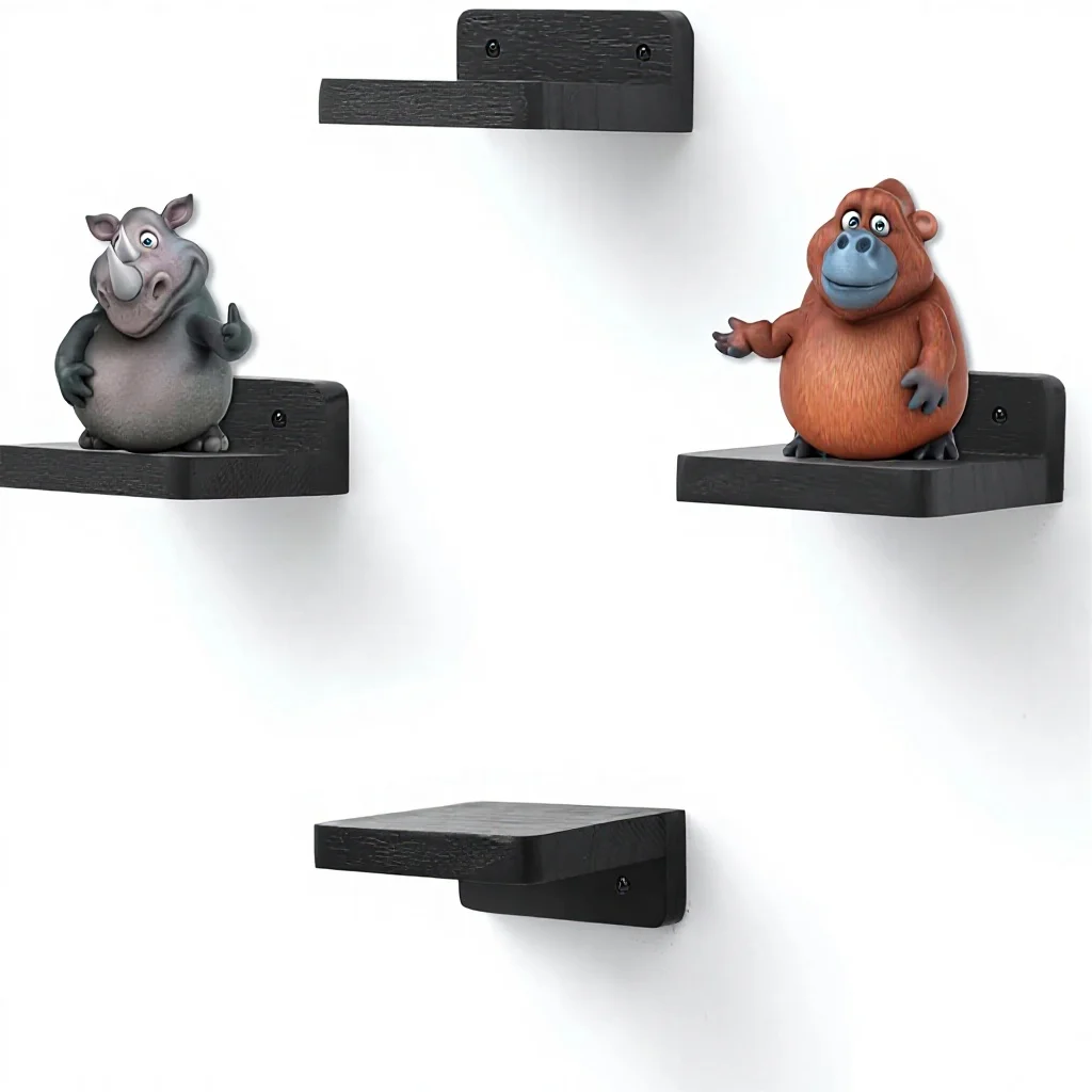 

Small modern floating rack 4x4 inches, light and durable, easy to install, wood wall mounted, classic mini storage rack, bedroom