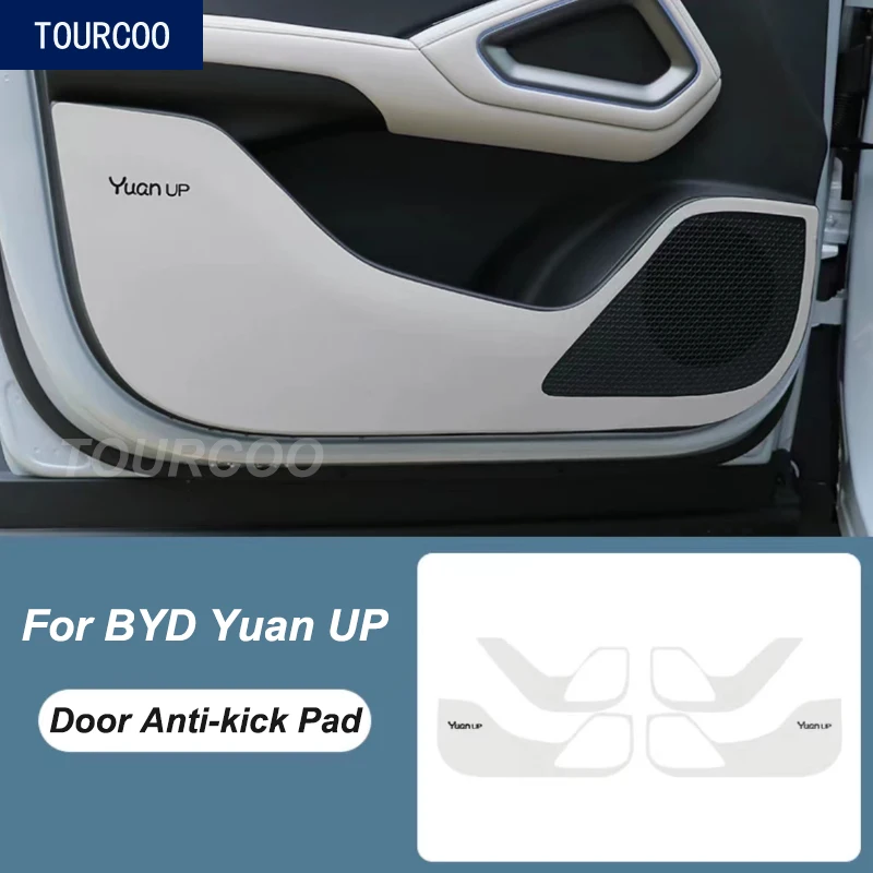 For BYD Yuan UP EV 2024 Door Anti-kick Pads Door Sill Anti-stepping Leather Protective Stickers Interior Modified Accessories