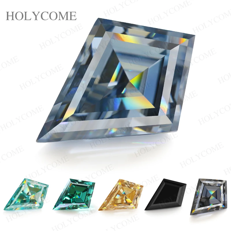 Top Moissanite Diamond Kite Shape VVS1 D Black Aqua Blue Green Champagne Loose Stone Jewelry Making Beads With GRA Certificate