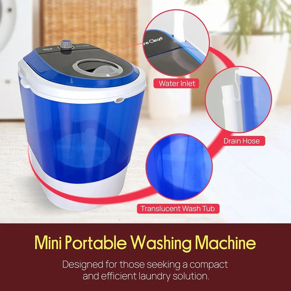 Upgraded Portable Washer - Top Loader Mini Laundry, Quiet Rotary Controller, 110V, 4.5 Lbs. Capacity, Translucent Tubs