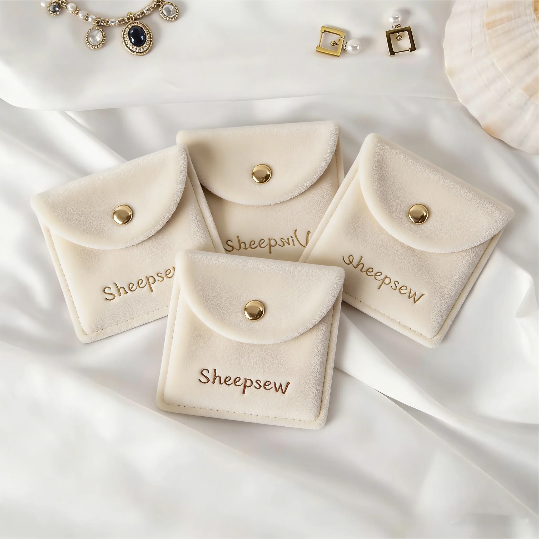 100Pcs Microfiber Jewelry Bag Custom Velvet Earring Pendant Bracelet Storage Button Pouch Travel Wedding Favors Gift Organizer