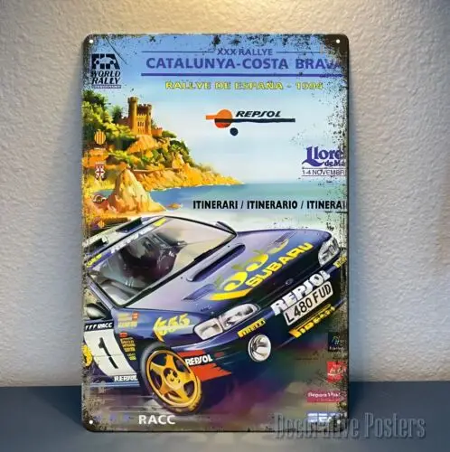 Impreza Rally Catalunya Auto-Metallposter – Schildgröße: 20 x 30 cm – Aluminium