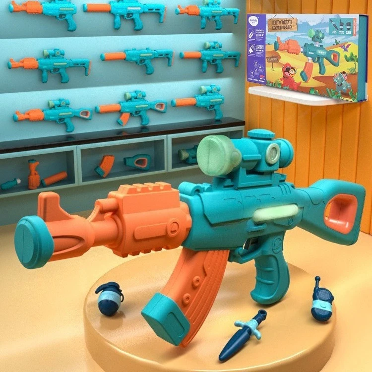 Magnetyczny pistolet dla dzieci, pistolet do samodzielnego montażu, edukacyjna symulacja, zabawka DIY z dźwiękiem i światłem, jajko Baole dla chłopców