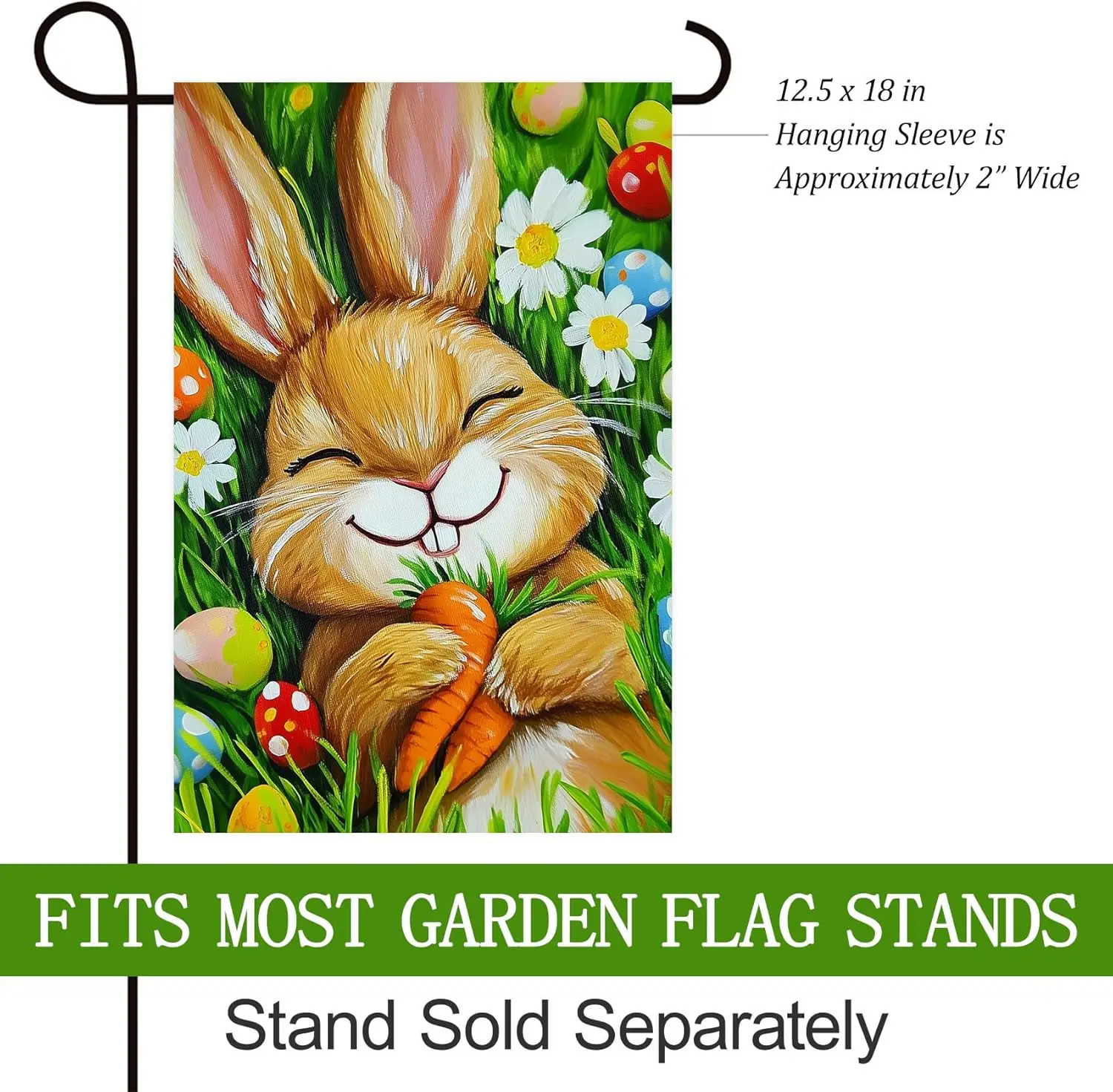 Texupday Smile Bunny Rabbit Easter Eggs Daisy Floral Decoration Vertical Spring Easter Holiday Garden Flag Rustic Outdoor Ya SSL