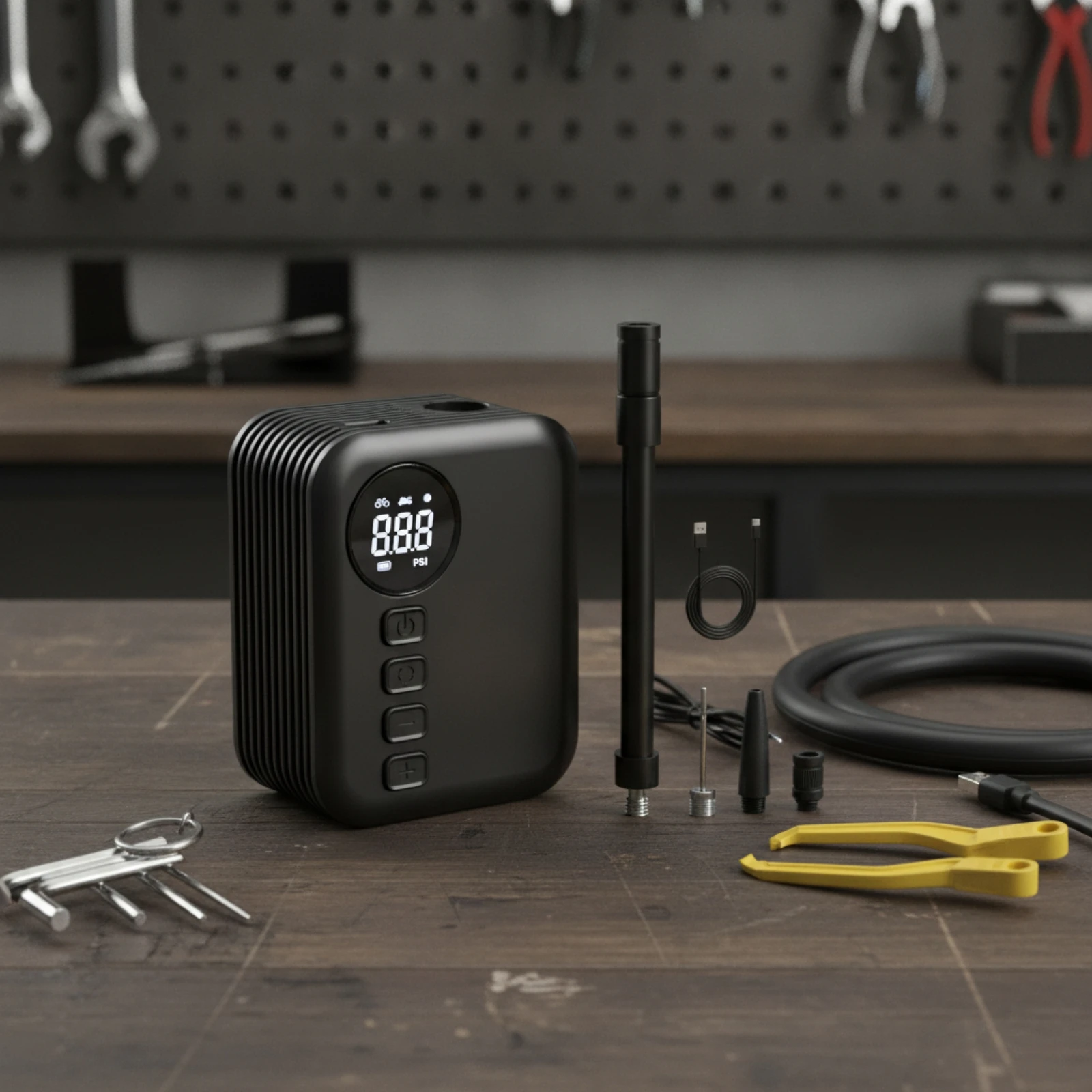 Electric Fiets Air Pump Cordless Luchtpomp Met Presta- En Schrader-Ventielen Fiets Pump Portable Electric Inflator Compact view 5
