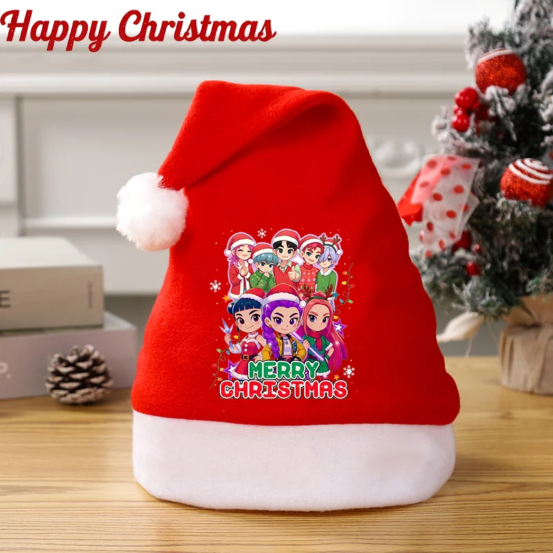 

Kpop Охотники на демонов Рождественская шапка Милые шапки Санта-Клауса Новогодняя ужинная вечеринка Домашний декор Рождественские аксессуары Кепки с героями мультфильмов аниме Подарки 2026