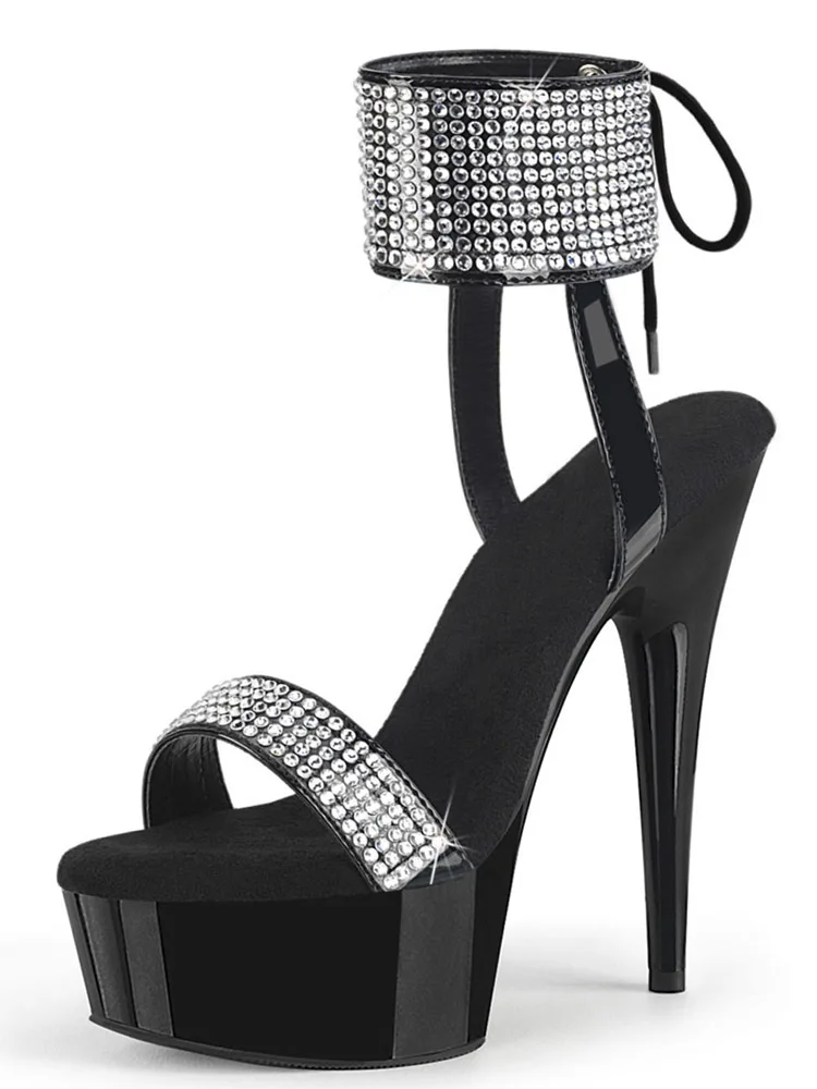 Club 13cm Strip High Heels Exotic Dancer Rhinestone Nightclub Gothic 8inches Stripper Pole Dance Fashion Sexy Fetish Full Dress