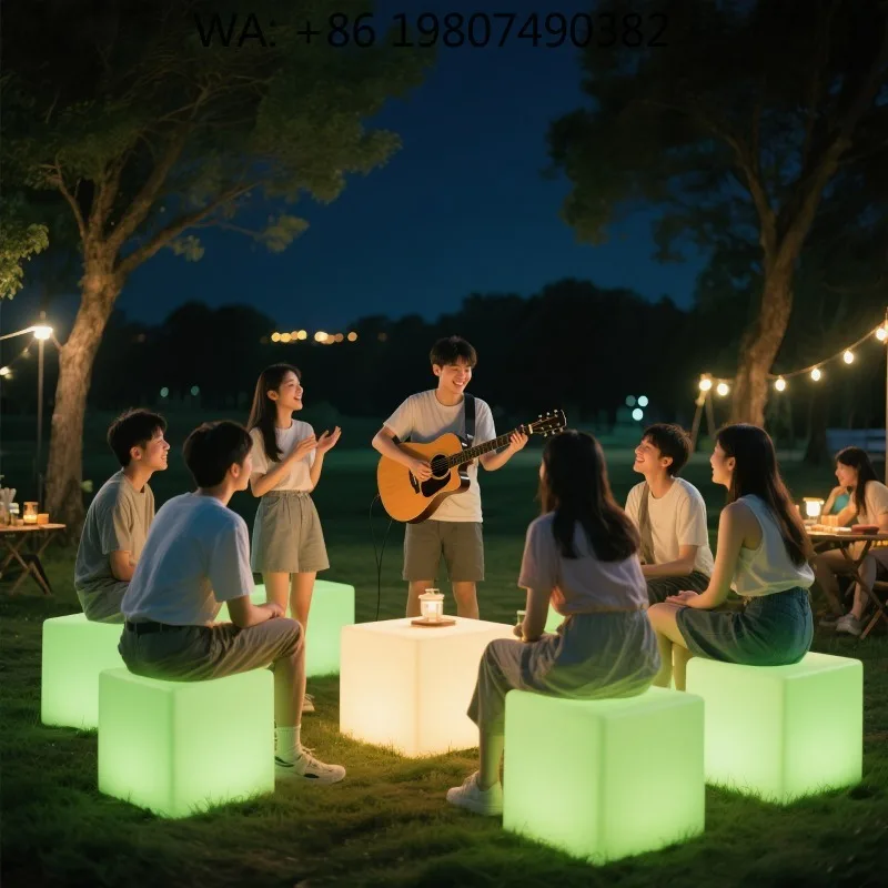 IP65 Waterproof LED Cube Table Chair RGB Ambient Lighting Rechargeable Luminous Furniture for Outdoor Wedding Pool Party Event