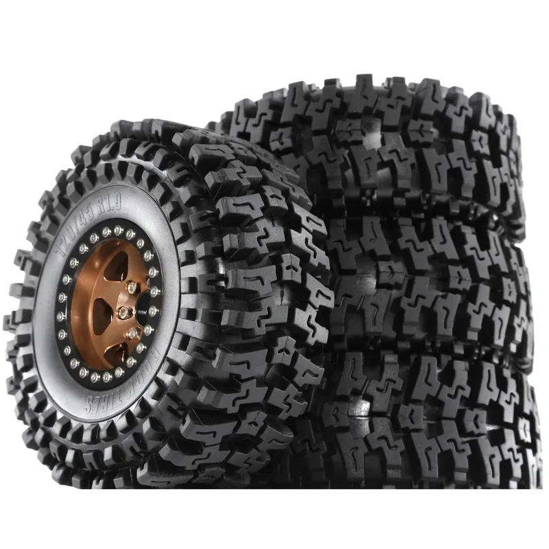 

4pcs 120mm Metal 1.9" Beadlock Wheel Rim Tire Set for 1/10 RC Crawler Car Axial SCX10 Wraith RR10 Capra Traxxas TRX4