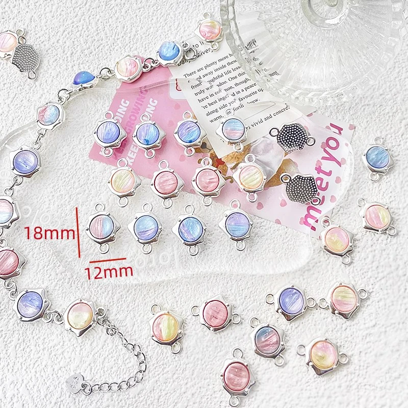 8 pieces Bicolor  Alloy double hanging ring Connecting Pendant DIY Manufacturing Fashion Jewelry, Bracelet, Necklace Accessories