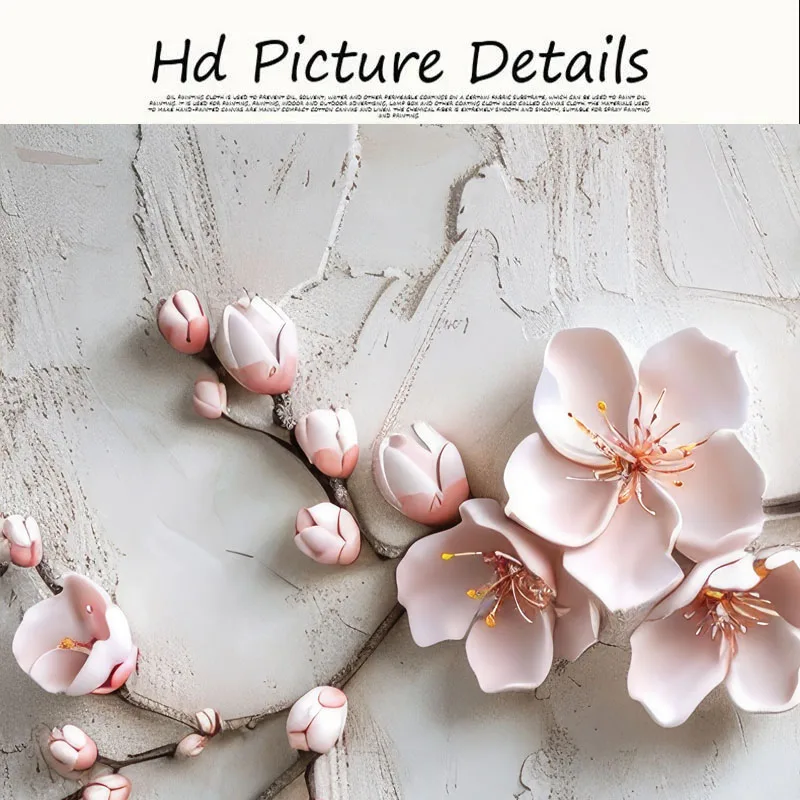 2d Flat Elegant Pink Cherry Blossom Flowers On Branches Poster,Abstract Floral Canvas Paintings,Home Decor Gift No Framed Pictur