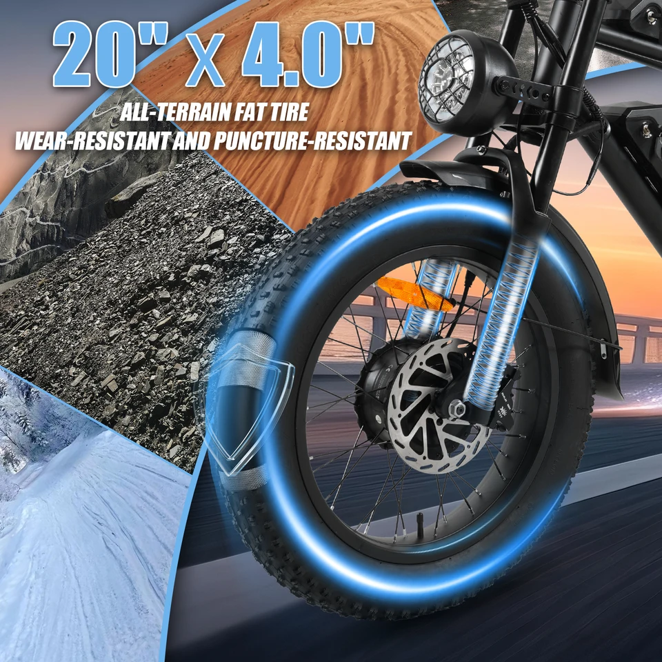 Cmacewheel Q20MAX Electric Bicycle 2x500W Dual Drive 48V/18ah 20 Inch Thick Tire 20 * 4.0 Electric Bike for City Commuting image 5