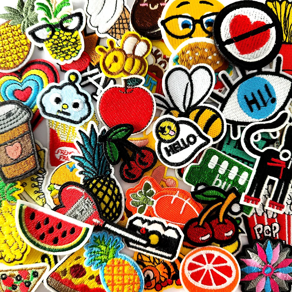 Honeybee  Pineapple  Hamburger  Pizza Patches Badges Embroidery Applique Ironing Clothing Sewing Supplies Decorative